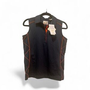 XS- Sun protective EP Pro Navy Blue Polo with Orange Accents